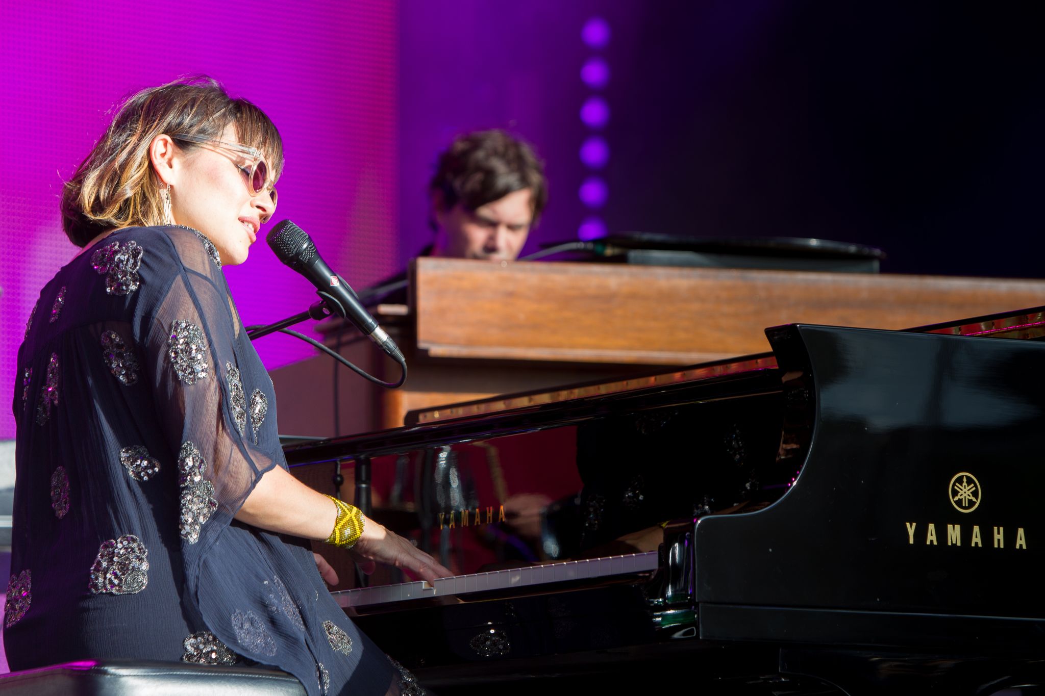 Nine time Grammy award winner Norah Jones performs at the Schlossplatz during the Stuttgart Jazz Open