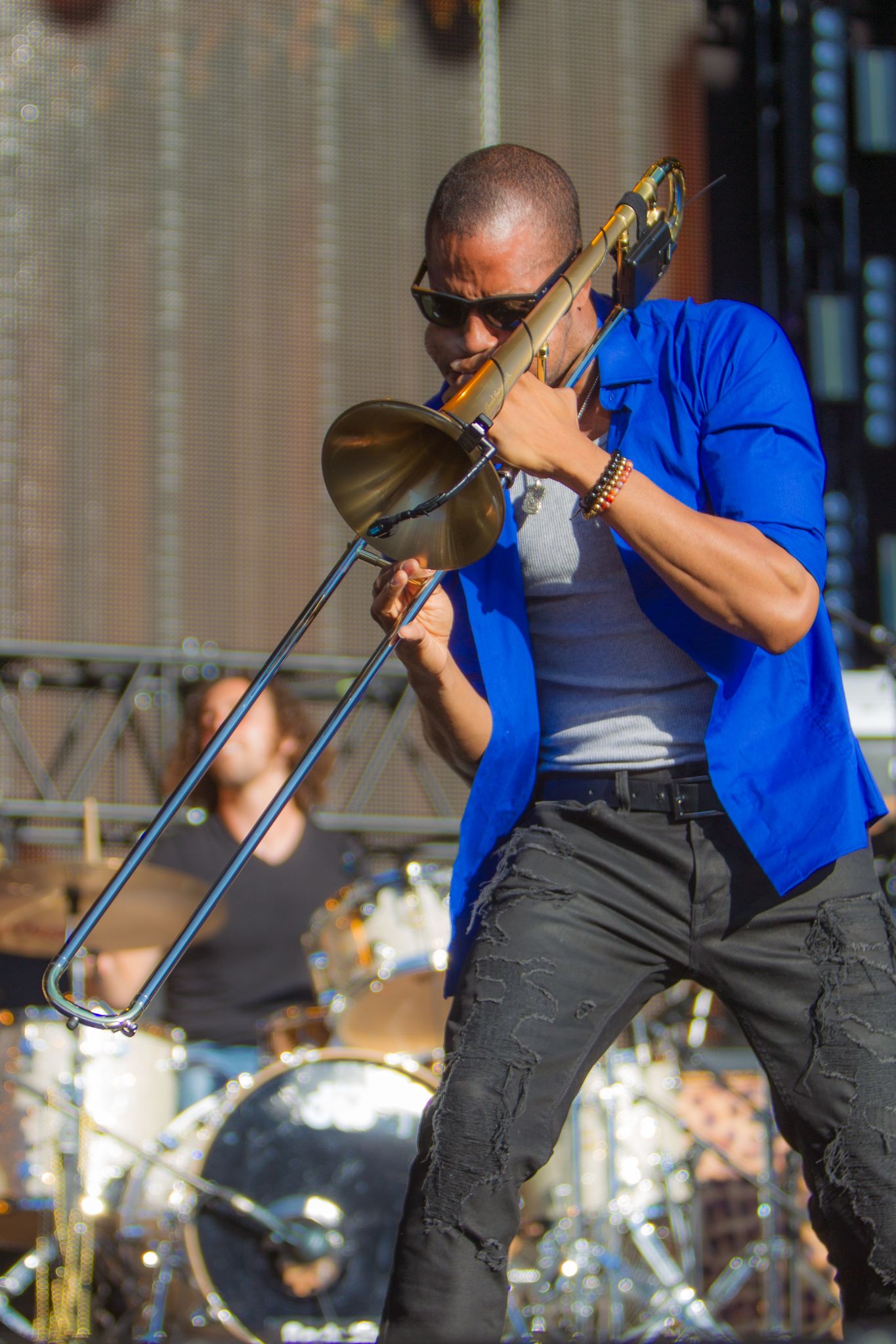 Trombone Shorty performs at the Schlossplatz during the Stuttgart Jazz Open