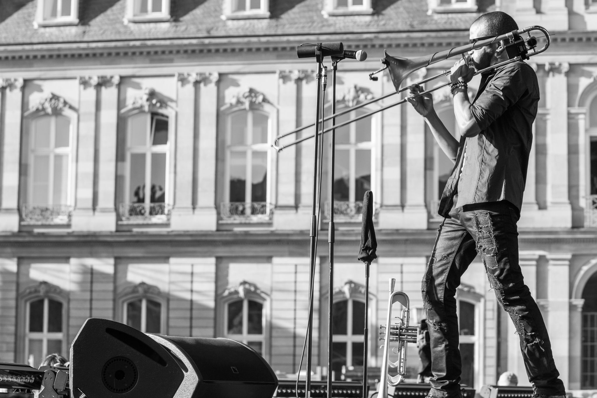 Trombone Shorty performs at the Schlossplatz during the Stuttgart Jazz Open